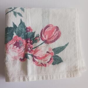 Vintage 70s-80s Springmaid large super soft ultra thick roses bath towel mat New
